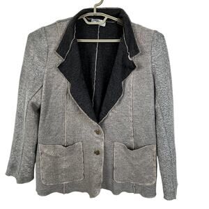 Lola & Sophie New York Knit Blazer Jacket Gray Metallic Large evening holiday